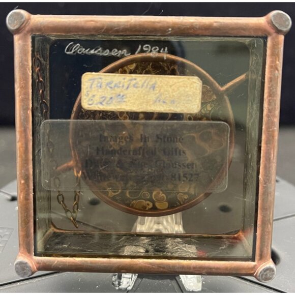 Turritella Agate / Fossil Hand Made Brass Glass Mirror Jewelry Box 1984 (2-3/4) - Picture 12 of 12